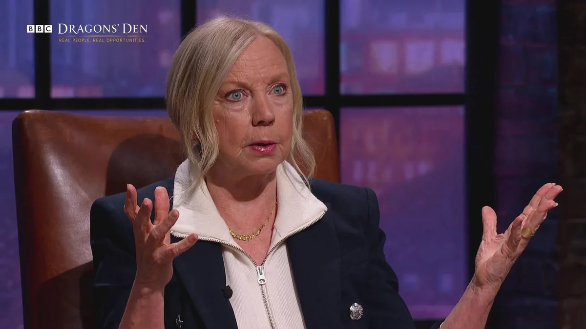 Deborah Meaden reacting to the MedicGLP pitch